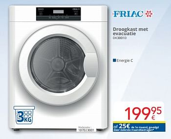 Promoties Friac droogkast met evacuatie dk3001d - Friac - Geldig van 01/03/2024 tot 31/03/2024 bij Eldi