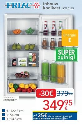 Promoties Friac inbouw koelkast ico 0125 - Friac - Geldig van 01/03/2024 tot 31/03/2024 bij Eldi