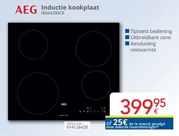 Promoties Aeg inductie kookplaat ibs64200cb - AEG - Geldig van 01/03/2024 tot 31/03/2024 bij Eldi