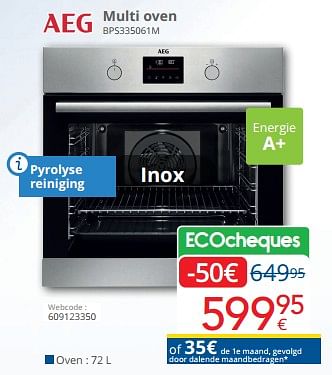 Promotions Aeg multi oven bps335061m - AEG - Valide de 01/03/2024 à 31/03/2024 chez Eldi