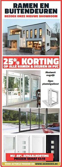 Promoties 25% korting op alle ramen + deuren in pvc - Huismerk - Bouwcenter Frans Vlaeminck - Geldig van 01/03/2024 tot 31/03/2024 bij Bouwcenter Frans Vlaeminck