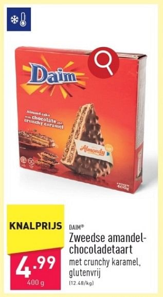 Promoties Zweedse amandel-chocoladetaart - Daim - Geldig van 08/03/2024 tot 10/03/2024 bij Aldi