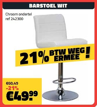 Promoties Barstoel wit - Huismerk - Bouwcenter Frans Vlaeminck - Geldig van 01/03/2024 tot 31/03/2024 bij Bouwcenter Frans Vlaeminck