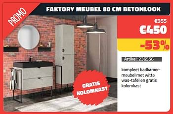 Promoties Faktory meubel 80 cm betonlook - Huismerk - Bouwcenter Frans Vlaeminck - Geldig van 01/03/2024 tot 31/03/2024 bij Bouwcenter Frans Vlaeminck