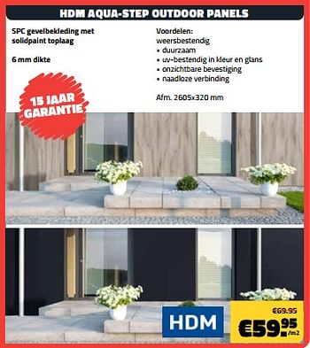 Promotions Hdm aqua-step outdoor panels - HDM - Valide de 01/03/2024 à 31/03/2024 chez Bouwcenter Frans Vlaeminck