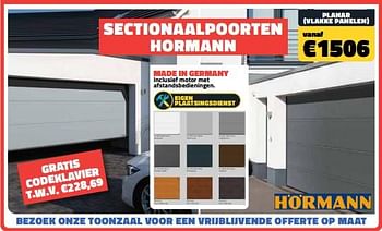 Promoties Sectionaalpoorten hormann planar vlakke panelen - Hörmann - Geldig van 01/03/2024 tot 31/03/2024 bij Bouwcenter Frans Vlaeminck