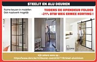 Steelit en alu deuren tijdens de opendeur folder -21% btw weg ermee korting-Huismerk - Bouwcenter Frans Vlaeminck