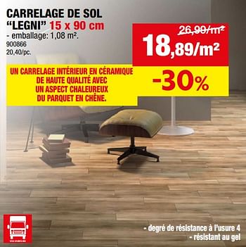 Promotions Carrelage de sol legni - Produit maison - Hubo  - Valide de 28/02/2024 à 10/03/2024 chez Hubo