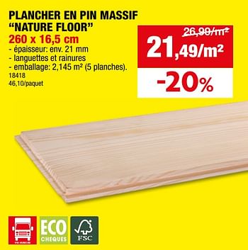 Promotions Plancher en pin massif nature floor - Produit maison - Hubo  - Valide de 28/02/2024 à 10/03/2024 chez Hubo