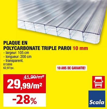 Promotions Plaque en polycarbonate triple paroi - Scala - Valide de 28/02/2024 à 10/03/2024 chez Hubo