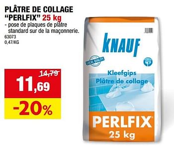Promotions Plâtre de collage perlfix - Knauf - Valide de 28/02/2024 à 10/03/2024 chez Hubo