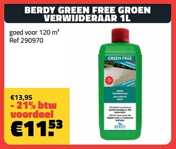Promoties Berdy green free groen verwijderaar 1l - Berdy - Geldig van 01/03/2024 tot 31/03/2024 bij Bouwcenter Frans Vlaeminck