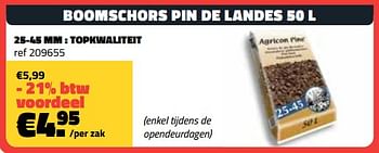 Promoties Boomschors pin de landes 50 l - Agricon - Geldig van 01/03/2024 tot 31/03/2024 bij Bouwcenter Frans Vlaeminck