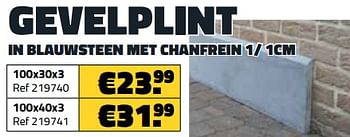 Promoties Gevelplint in blauwsteen met chanfrein 1- 1cm 100x30x3 - Huismerk - Bouwcenter Frans Vlaeminck - Geldig van 01/03/2024 tot 31/03/2024 bij Bouwcenter Frans Vlaeminck