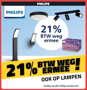 Promotions Philips 21% btw weg ermee - Philips - Valide de 01/03/2024 à 31/03/2024 chez Bouwcenter Frans Vlaeminck