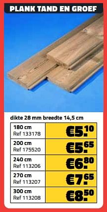 Promoties Plank tand en groef 180 cm - Huismerk - Bouwcenter Frans Vlaeminck - Geldig van 01/03/2024 tot 31/03/2024 bij Bouwcenter Frans Vlaeminck
