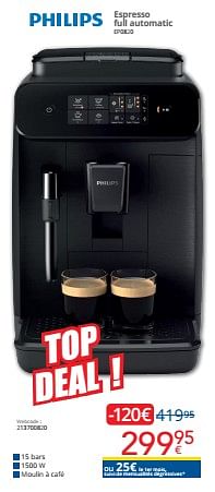 Promoties Philips espresso full automatic ep0820 - Philips - Geldig van 01/03/2024 tot 31/03/2024 bij Eldi