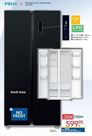 Promotions Friac réfrigérateur américain sbs7012dx - Friac - Valide de 01/03/2024 à 31/03/2024 chez Eldi