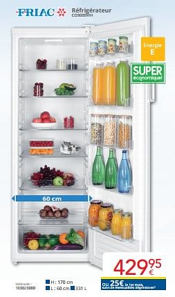 Promoties Friac réfrigérateur co3000wh - Friac - Geldig van 01/03/2024 tot 31/03/2024 bij Eldi