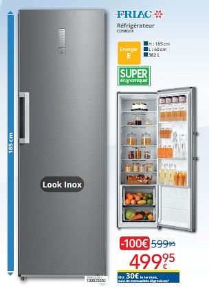 Promotions Friac réfrigérateur co5802ix - Friac - Valide de 01/03/2024 à 31/03/2024 chez Eldi