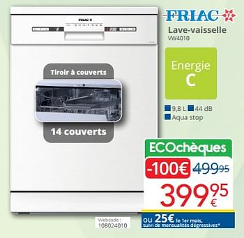 Promoties Fiac lave-vaisselle vw4010 - Fiac - Geldig van 01/03/2024 tot 31/03/2024 bij Eldi