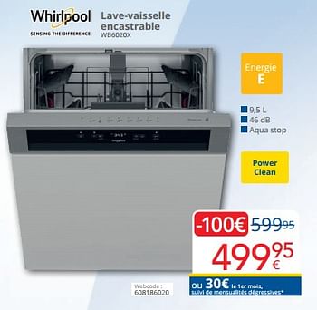 Promotions Whirlpool lave-vaisselle encastrable wb6020x - Whirlpool - Valide de 01/03/2024 à 31/03/2024 chez Eldi
