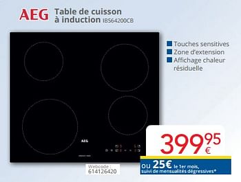 Promotions Aeg table de cuisson à induction ibs64200cb - AEG - Valide de 01/03/2024 à 31/03/2024 chez Eldi