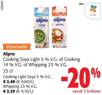 Promotions Alpro cooking soya light of cooking of whipping - Alpro - Valide de 28/02/2024 à 12/03/2024 chez Colruyt