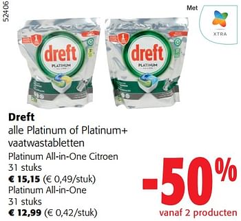 Promoties Dreft alle platinum of platinum+ vaatwastabletten - Dreft - Geldig van 28/02/2024 tot 12/03/2024 bij Colruyt