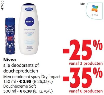 Promoties Nivea alle deodorants of doucheproducten - Nivea - Geldig van 28/02/2024 tot 12/03/2024 bij Colruyt