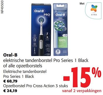 Promoties Oral-b elektrische tandenborstel pro series 1 black of alle opzetborstels - Oral-B - Geldig van 28/02/2024 tot 12/03/2024 bij Colruyt
