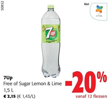 Promoties 7up free of sugar lemon + lime - 7-Up - Geldig van 28/02/2024 tot 12/03/2024 bij Colruyt