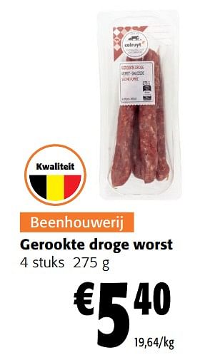Promoties Gerookte droge worst - Huismerk - Colruyt - Geldig van 28/02/2024 tot 12/03/2024 bij Colruyt