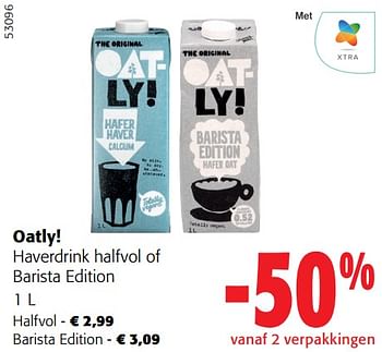 Promoties Oatly! haverdrink halfvol of barista edition - Oatly - Geldig van 28/02/2024 tot 12/03/2024 bij Colruyt