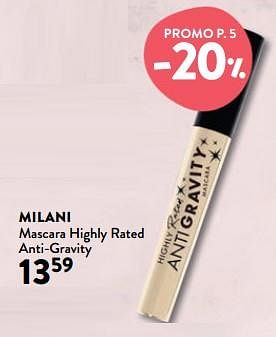 Promoties Milani mascara highly rated anti-gravity - Milani - Geldig van 28/02/2024 tot 12/03/2024 bij DI