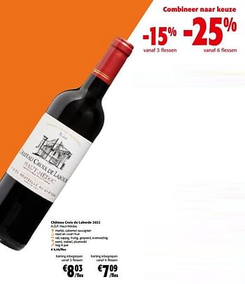 Promoties Château croix de laborde 2022 a.o.p. haut-médoc - Rode wijnen - Geldig van 28/02/2024 tot 12/03/2024 bij Colruyt