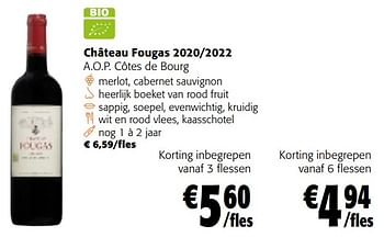 Promoties Château fougas 2020-2022 a.o.p. côtes de bourg - Rode wijnen - Geldig van 28/02/2024 tot 12/03/2024 bij Colruyt