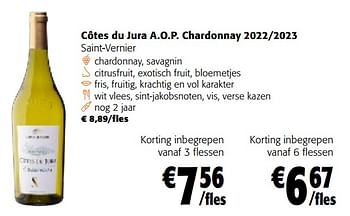 Promoties Côtes du jura a.o.p. chardonnay 2022-2023 saint-vernier - Witte wijnen - Geldig van 28/02/2024 tot 12/03/2024 bij Colruyt