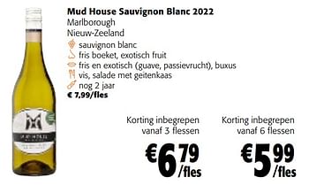 Promotions Mud house sauvignon blanc 2022 marlborough - Vins blancs - Valide de 28/02/2024 à 12/03/2024 chez Colruyt