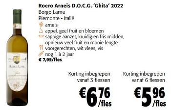 Promotions Roero arneis d.o.c.g. `ghita` 2022 borgo lame - Vins blancs - Valide de 28/02/2024 à 12/03/2024 chez Colruyt
