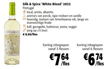 Promoties Silk + spice `white blend` 2022 portugal - Witte wijnen - Geldig van 28/02/2024 tot 12/03/2024 bij Colruyt