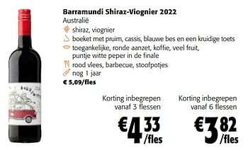 Promoties Barramundi shiraz-viognier 2022 - Rode wijnen - Geldig van 28/02/2024 tot 12/03/2024 bij Colruyt