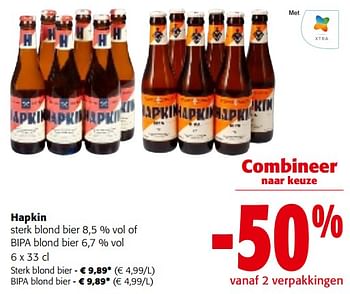 Promoties Hapkin sterk blond bier of bipa blond bier - Hapkin - Geldig van 28/02/2024 tot 12/03/2024 bij Colruyt