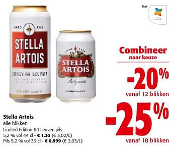 Promoties Stella artois alle blikken - Stella Artois - Geldig van 28/02/2024 tot 12/03/2024 bij Colruyt
