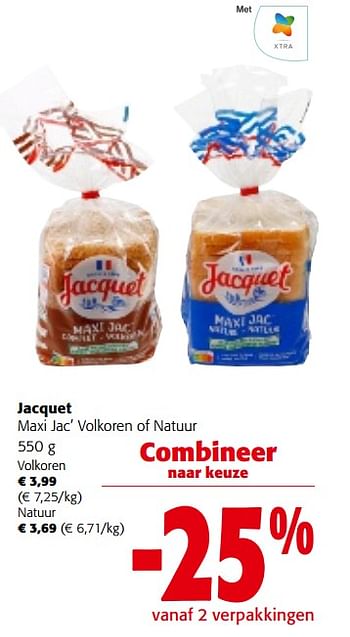 Promoties Jacquet maxi jac` volkoren of natuur - Jacquet - Geldig van 28/02/2024 tot 12/03/2024 bij Colruyt