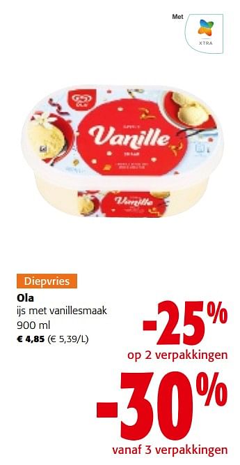Promoties Ola ijs met vanillesmaak - Ola - Geldig van 28/02/2024 tot 12/03/2024 bij Colruyt