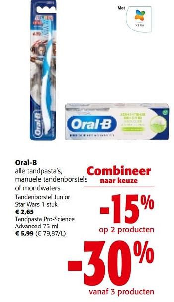 Promoties Oral-b alle tandpasta`s, manuele tandenborstels of mondwaters - Oral-B - Geldig van 28/02/2024 tot 12/03/2024 bij Colruyt