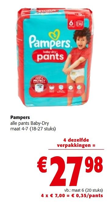 Promoties Pampers alle pants baby-dry - Pampers - Geldig van 28/02/2024 tot 12/03/2024 bij Colruyt
