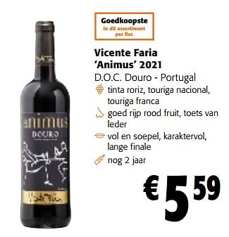 Promotions Vicente faria animus 2021 d.o.c. douro - portugal - Vins rouges - Valide de 28/02/2024 à 12/03/2024 chez Colruyt