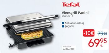 Promoties Tefal vleesgrill panini cg242d12 - Tefal - Geldig van 01/03/2024 tot 31/03/2024 bij Eldi